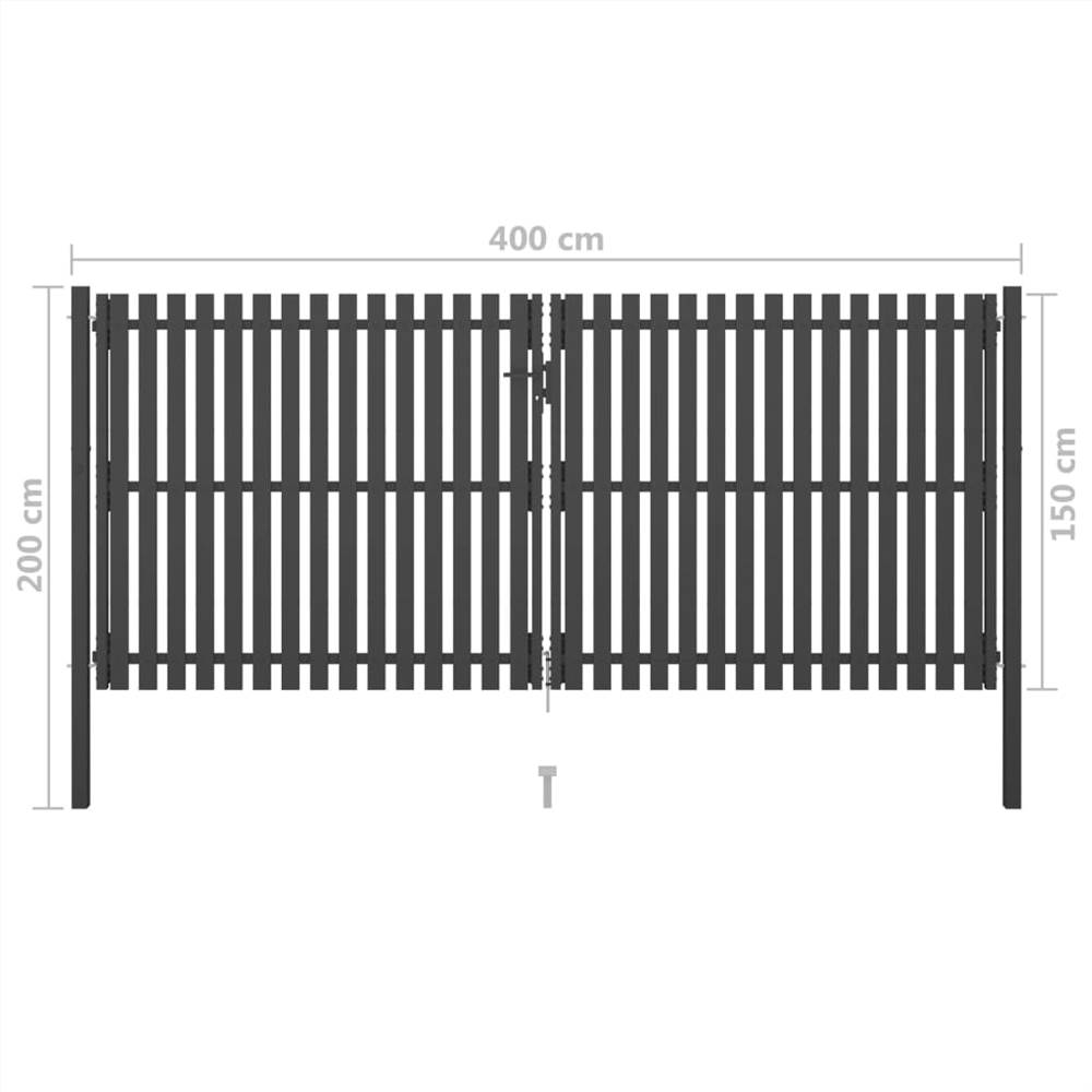 Garden Fence Gate Steel 4x2 m Anthracite