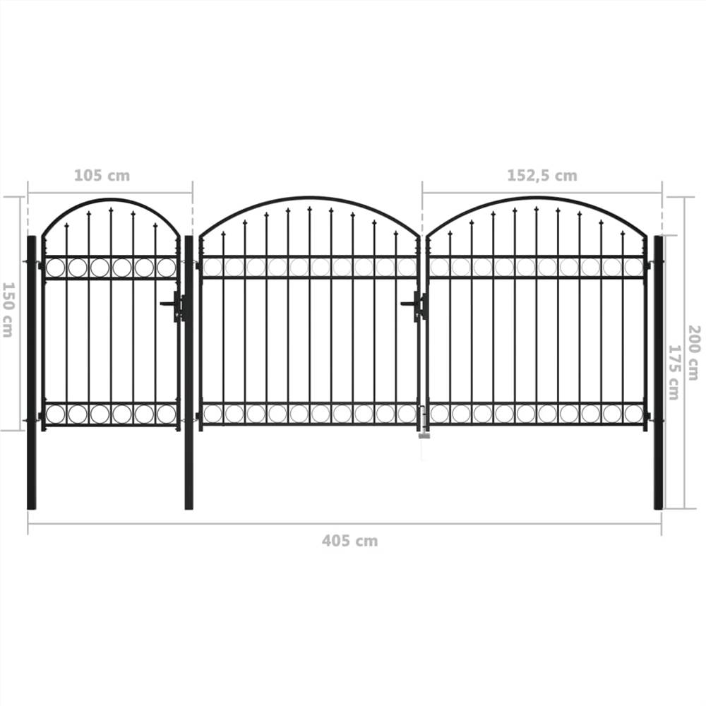 Garden Fence Gate with Arched Top Steel 2x4 m Black