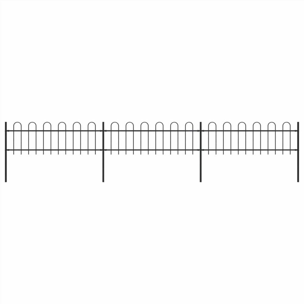 

Garden Fence with Hoop Top Steel 5.1x0.6 m Black