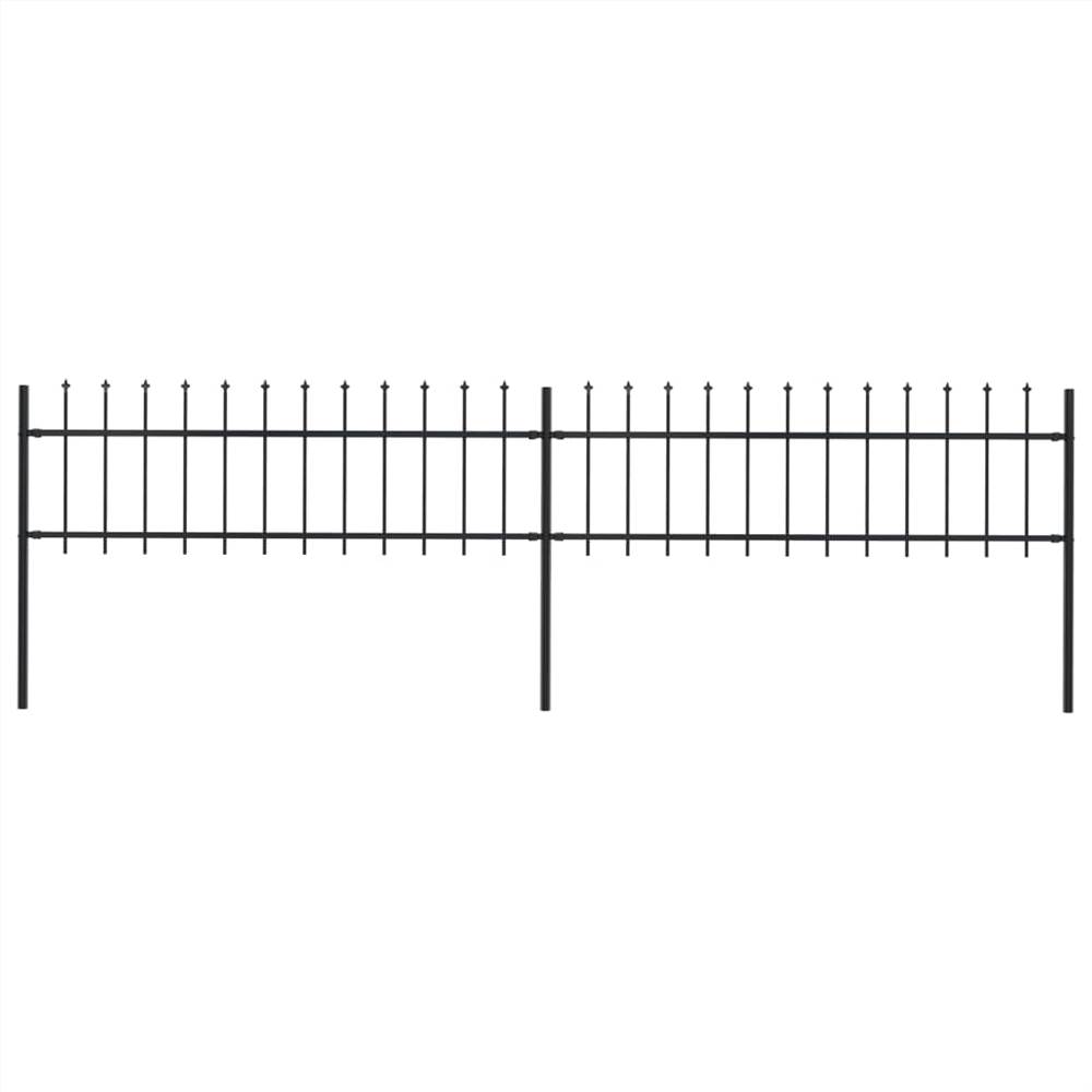 

Garden Fence with Spear Top Steel 3.4x0.6 m Black