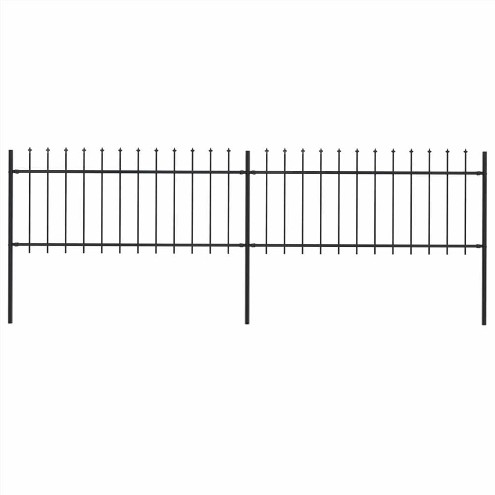 

Garden Fence with Spear Top Steel 3.4x0.8 m Black