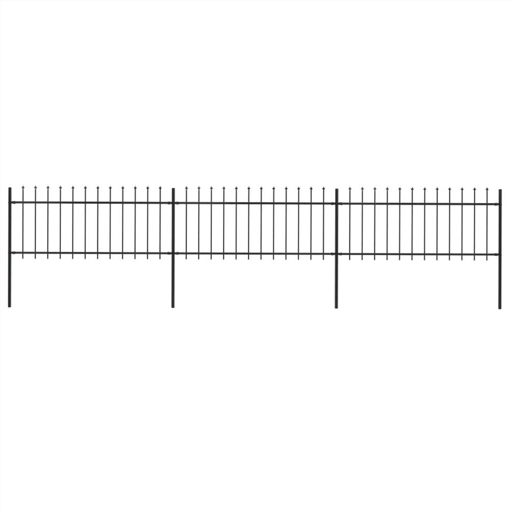 

Garden Fence with Spear Top Steel 5.1x0.8 m Black