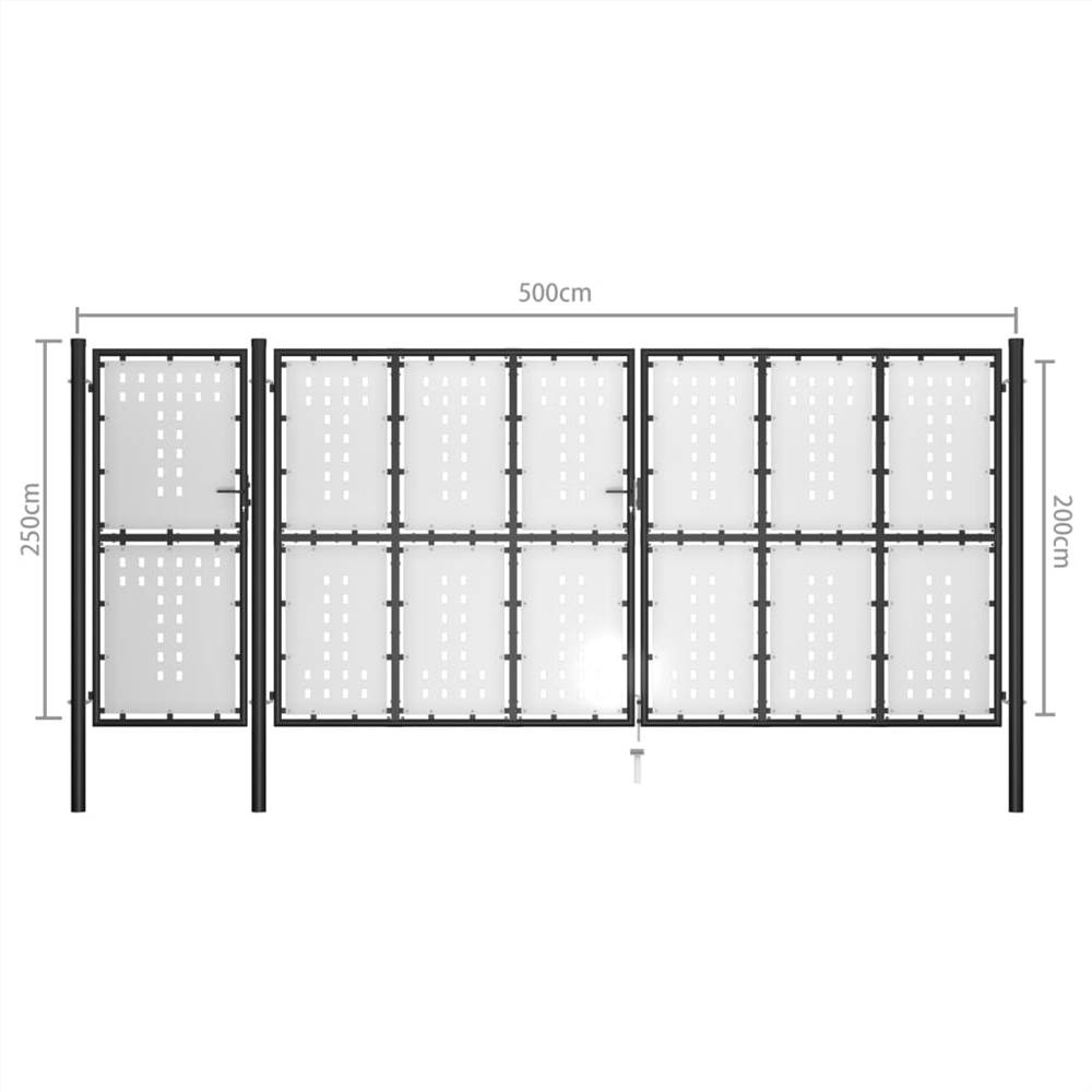 Garden Gate Steel 500x200 cm Black