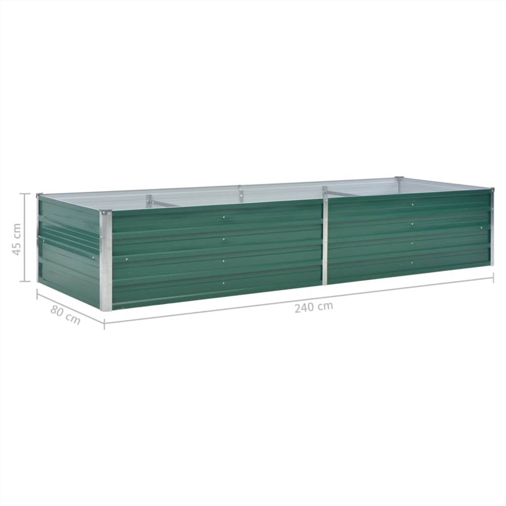 Garden Raised Bed Galvanised Steel 240x80x45 cm Green