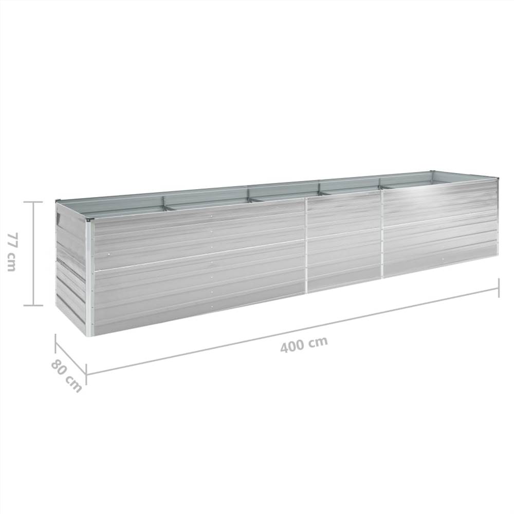 Garden Raised Bed Galvanised Steel 400x80x77 cm Grey