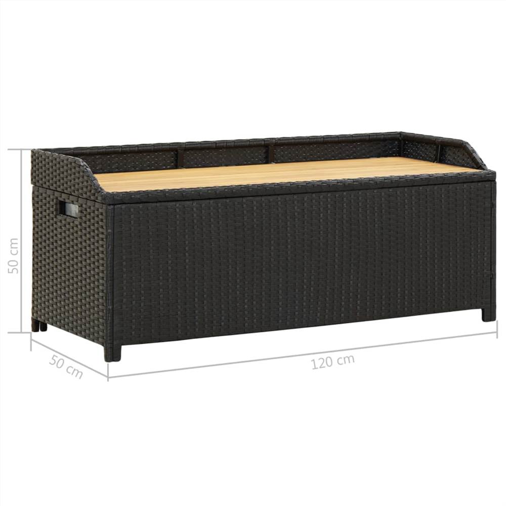 Garden Storage Bench 120 cm Poly Rattan Black