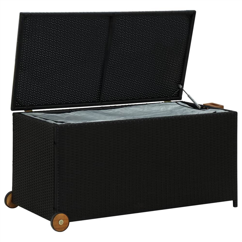 Garden Storage Box Black 130x65x115 cm Poly Rattan