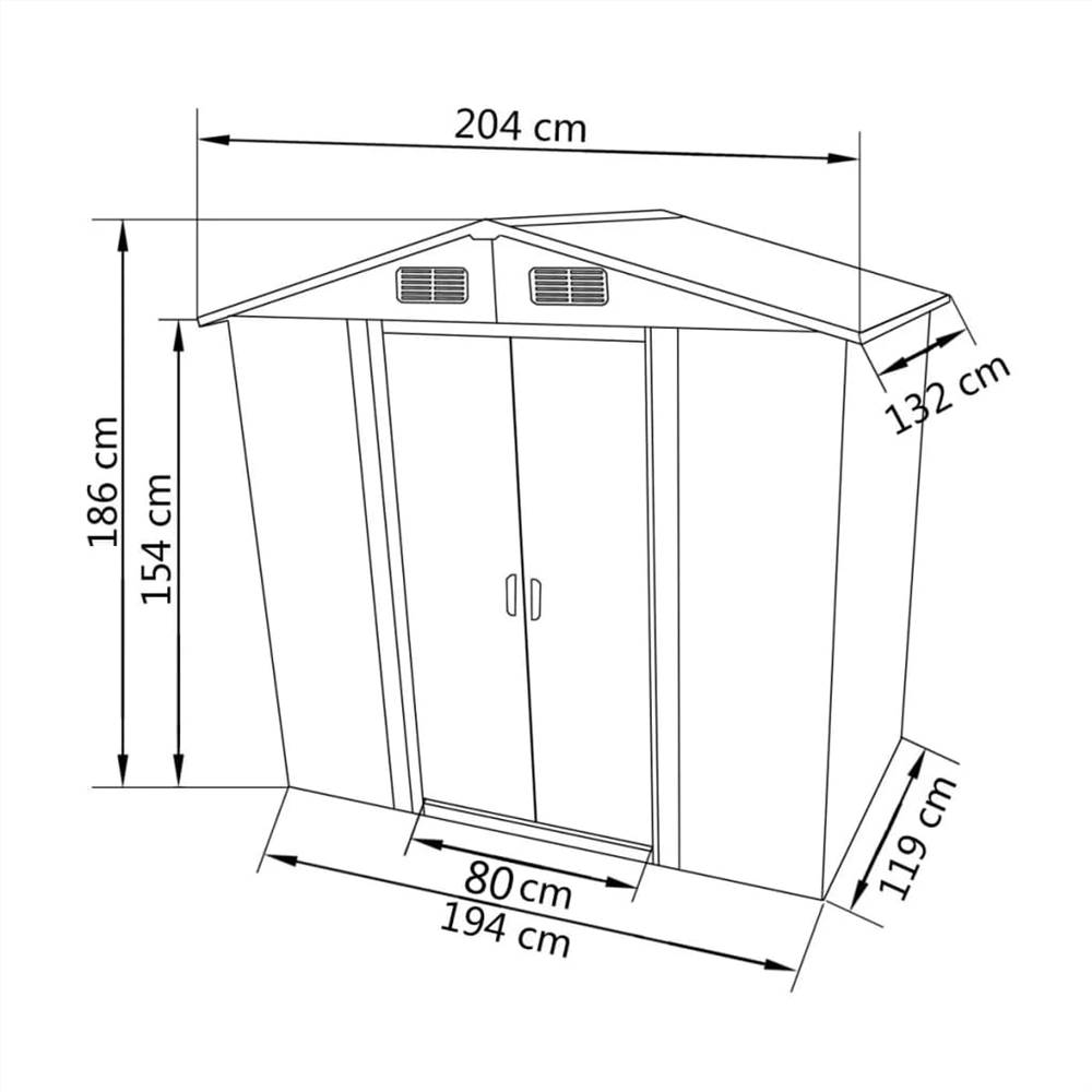 Garden Storage Shed Green Metal 204x132x186 cm