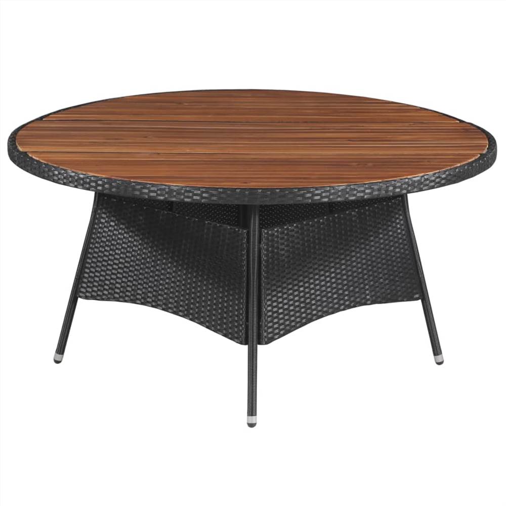 Garden Table 150x74 cm Poly Rattan and Solid Acacia Wood