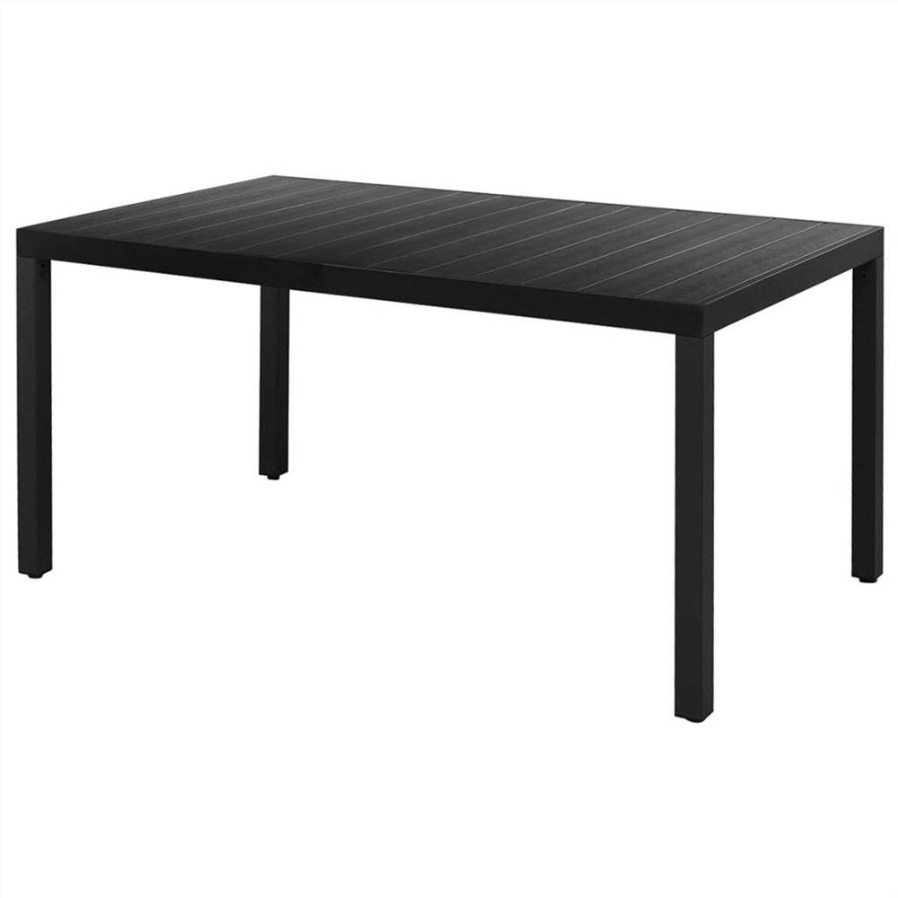 Garden Table Black 150x90x74 cm Aluminium and WPC