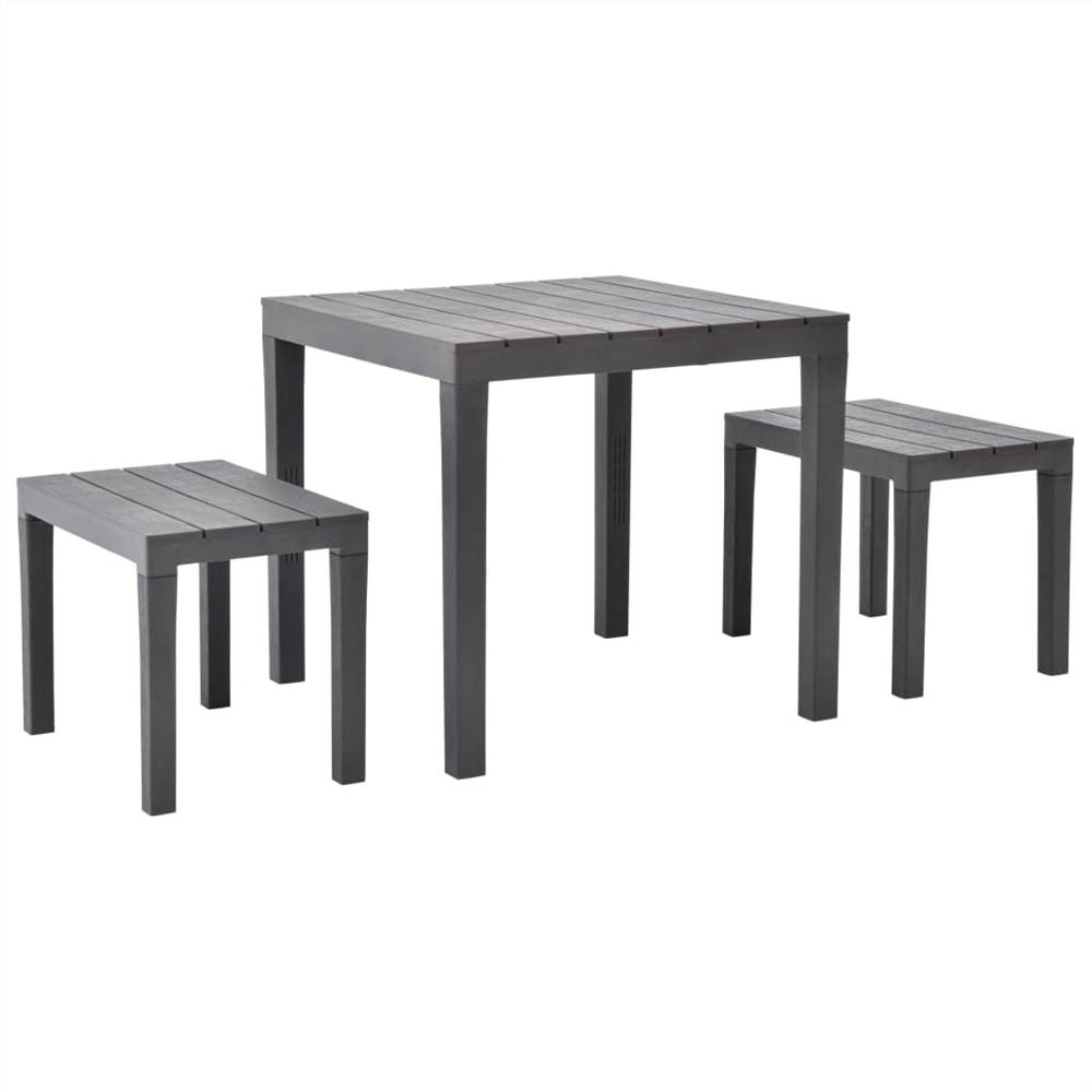 

Garden Table with 2 Benches Plastic Brown