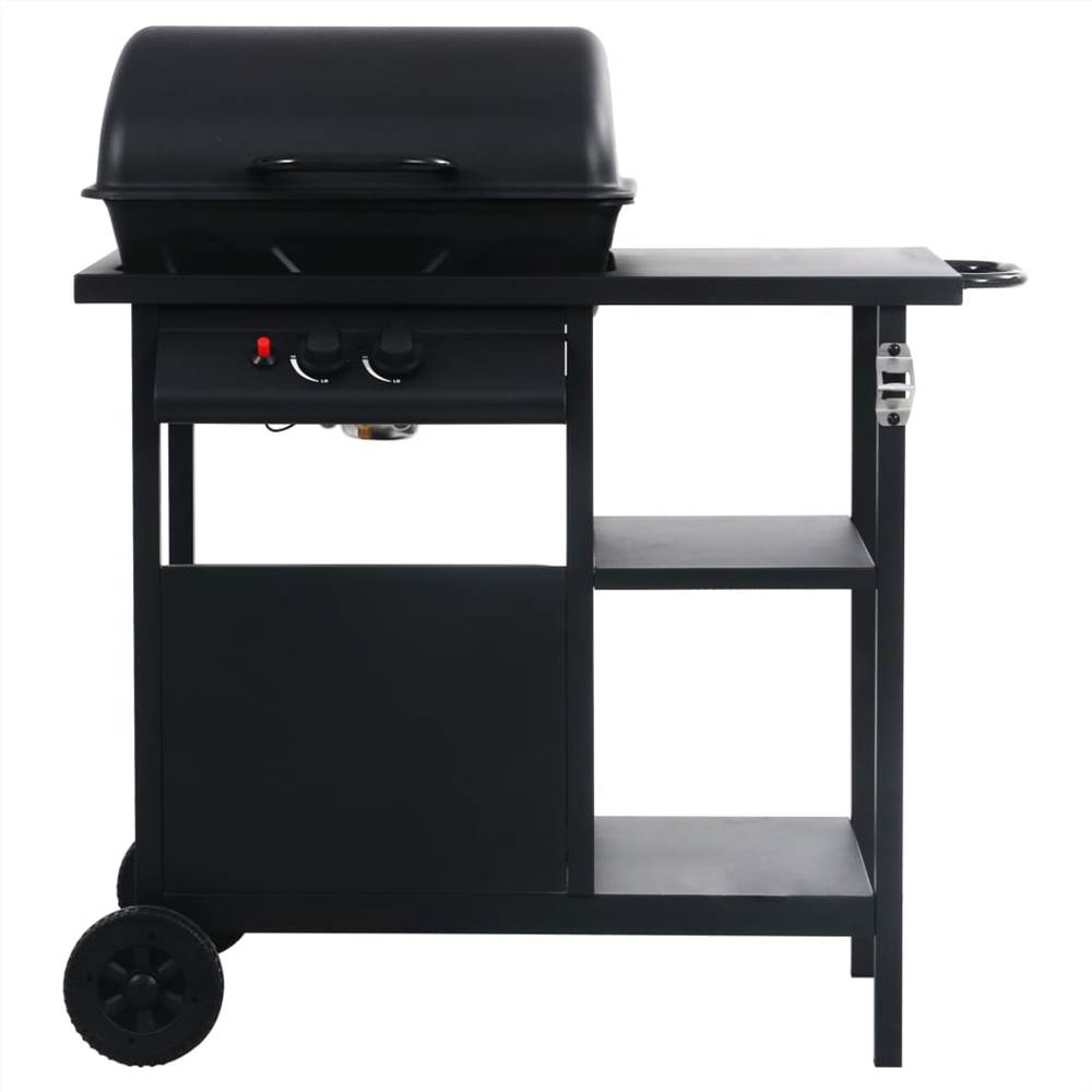 Gas BBQ Grill with 3layer Side Table Black