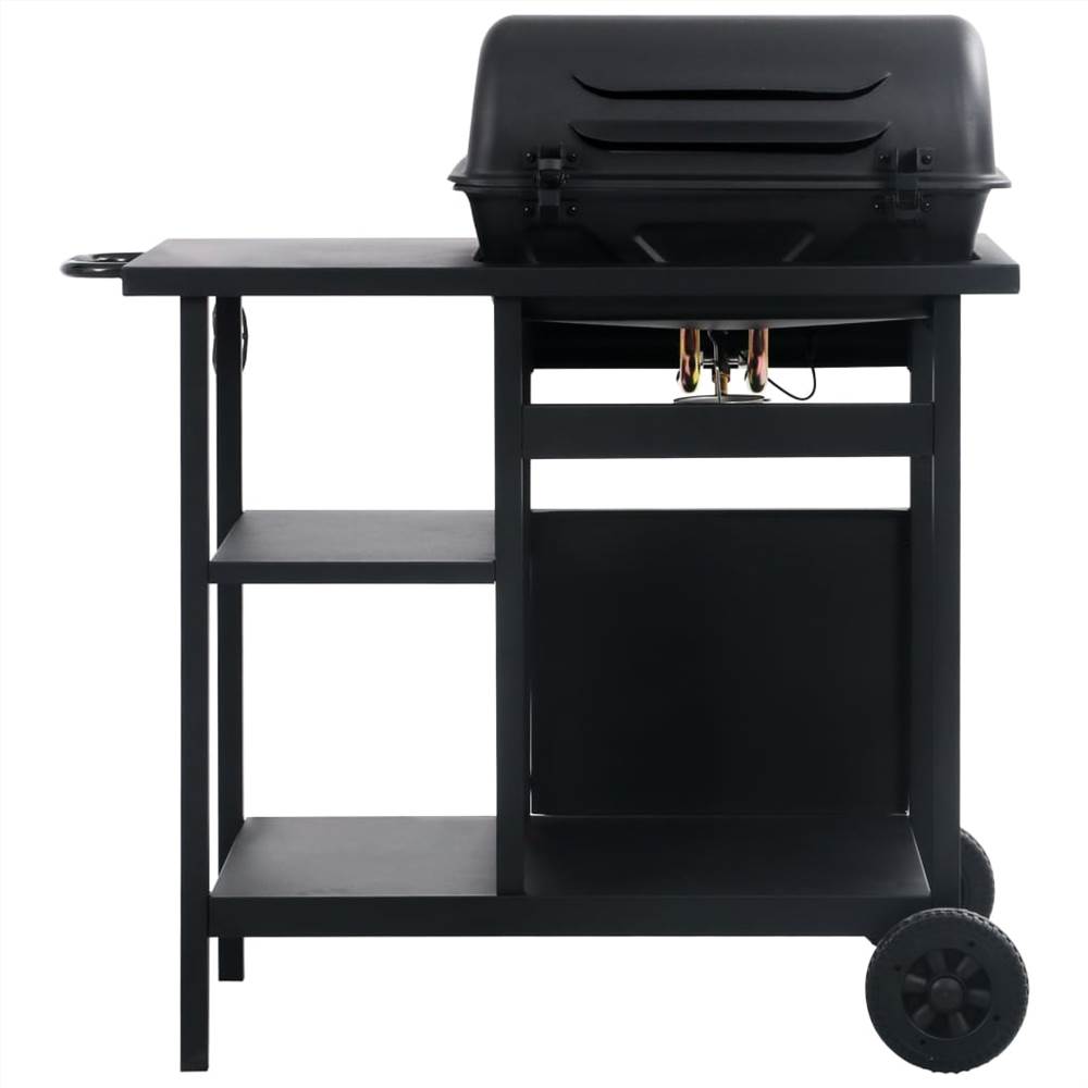 Gas BBQ Grill with 3layer Side Table Black