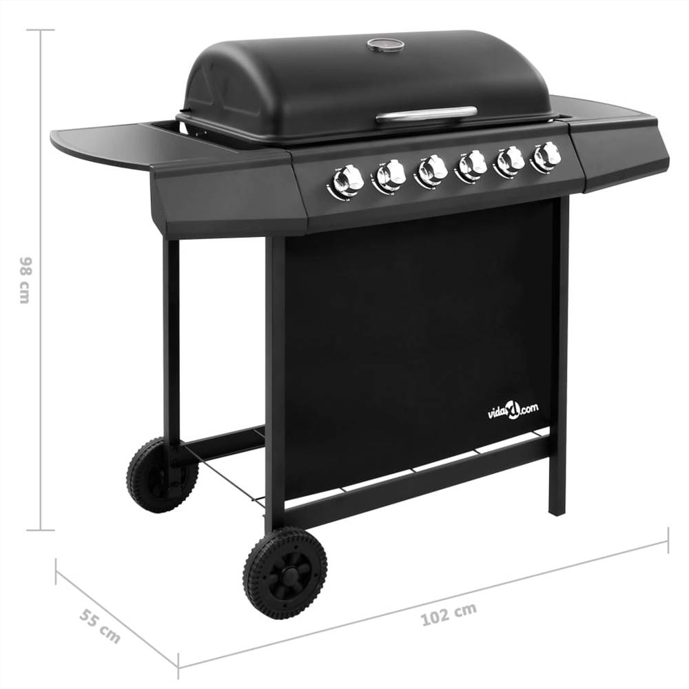 Gas BBQ Grill with 6 Burners Black