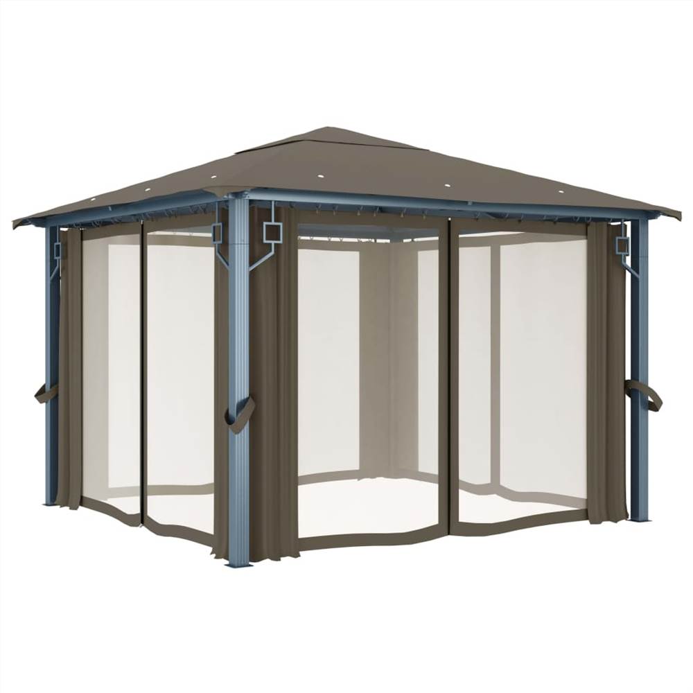 Gazebo with Curtain 300x300 cm Taupe Aluminium