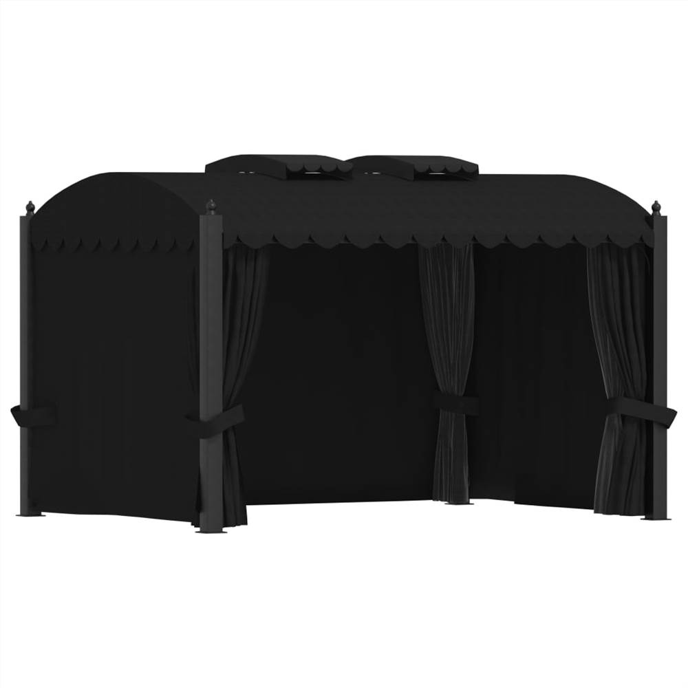 Gazebo with Curtains 3x4 m Anthracite Steel