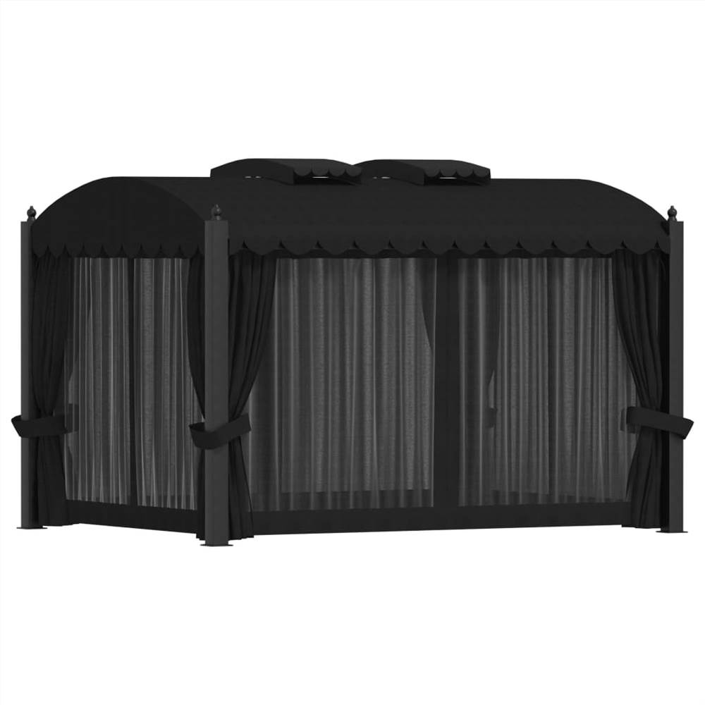Gazebo with Curtains 3x4 m Anthracite Steel