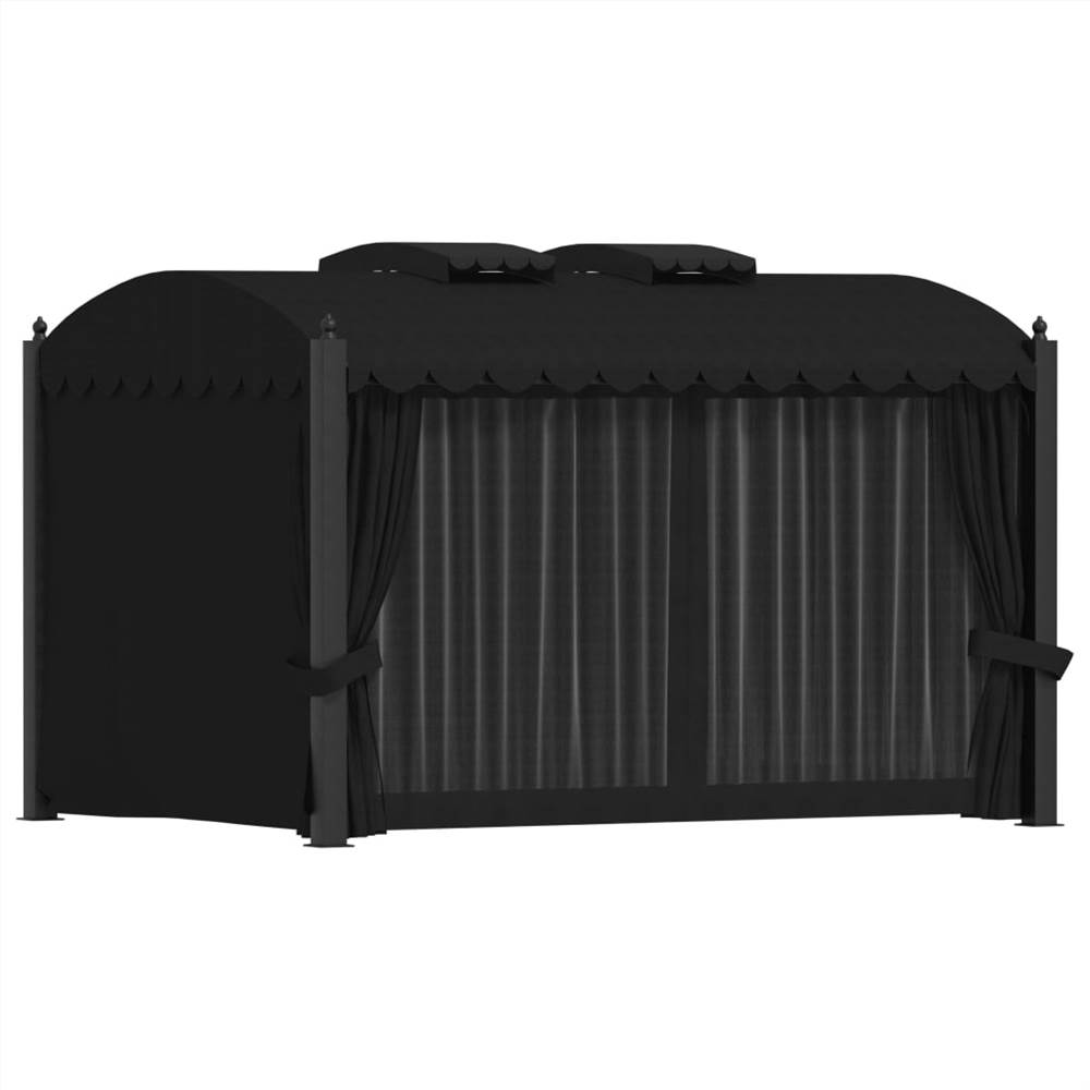 Gazebo with Curtains 3x4 m Anthracite Steel