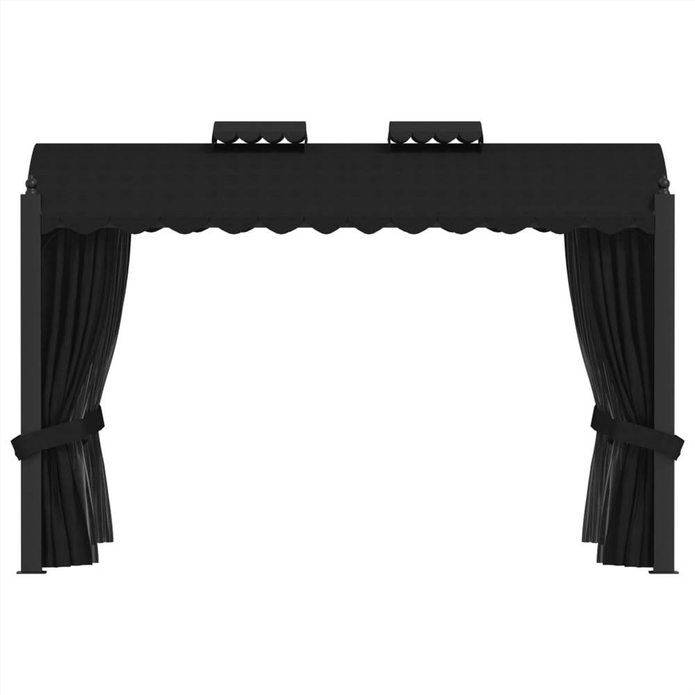 Gazebo with Curtains 3x4 m Anthracite Steel