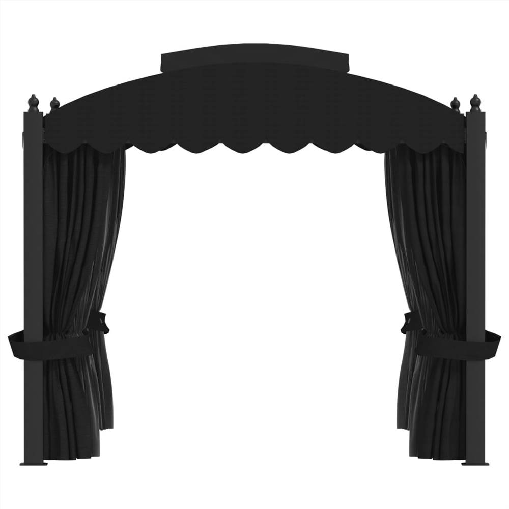 Gazebo with Curtains 3x4 m Anthracite Steel
