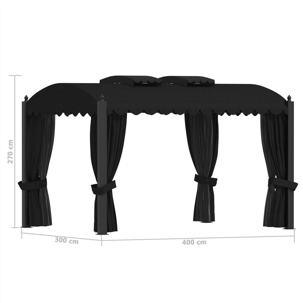 Gazebo with Curtains 3x4 m Anthracite Steel