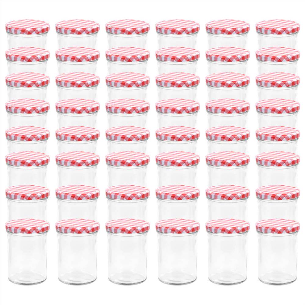 Glass Jam Jars with White and Red Lid 48 pcs 400 ml