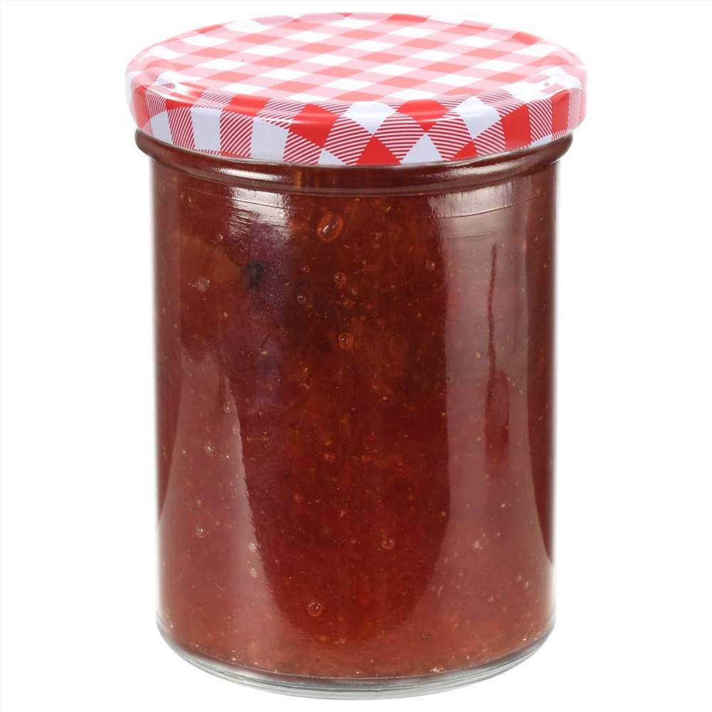 Glass Jam Jars with White and Red Lid 48 pcs 400 ml