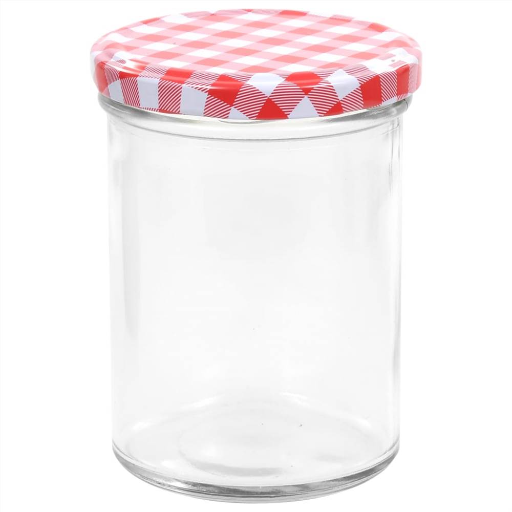 Glass Jam Jars with White and Red Lid 48 pcs 400 ml