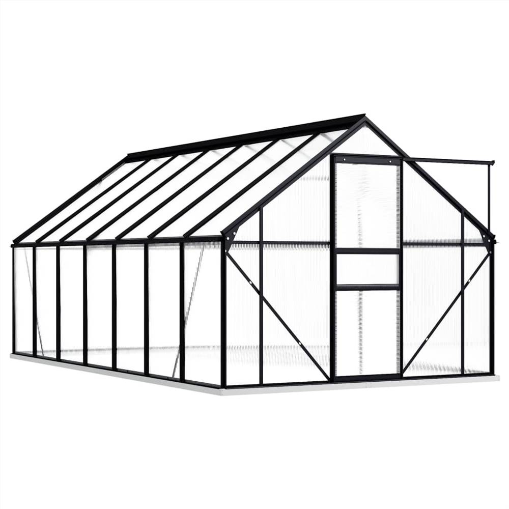 Greenhouse with Base Frame Anthracite Aluminium 8.17 m²