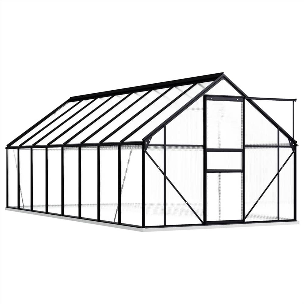 Greenhouse with Base Frame Anthracite Aluminium 9.31 m²