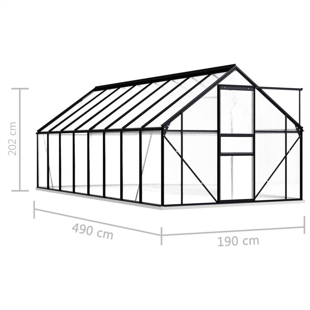 Greenhouse with Base Frame Anthracite Aluminium 9.31 m²