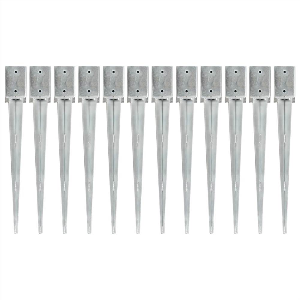 

Ground Spikes 12 pcs Silver 9x9x75 cm Galvanised Steel