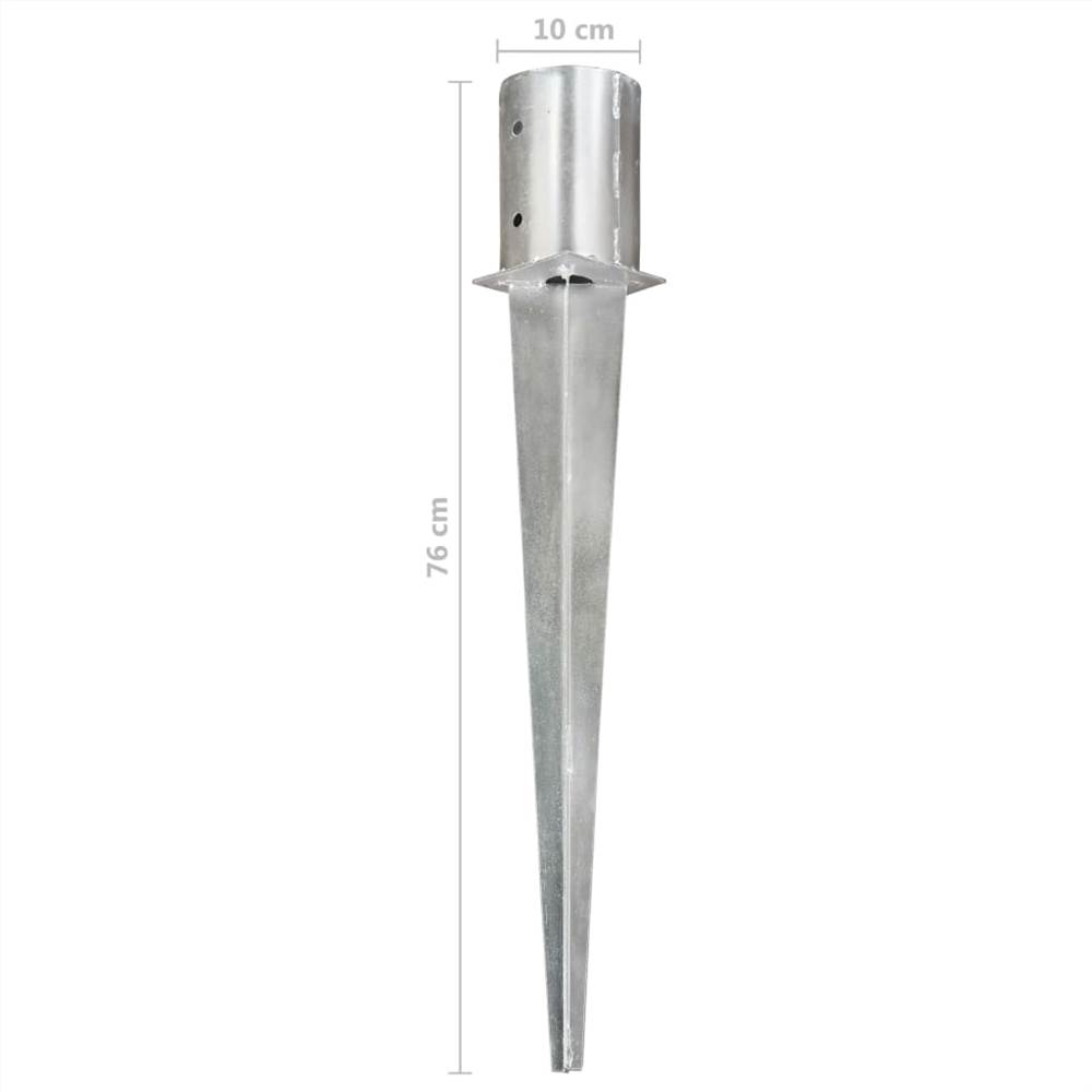 Ground Spikes 2 pcs Silver 10x76 cm Galvanised Steel