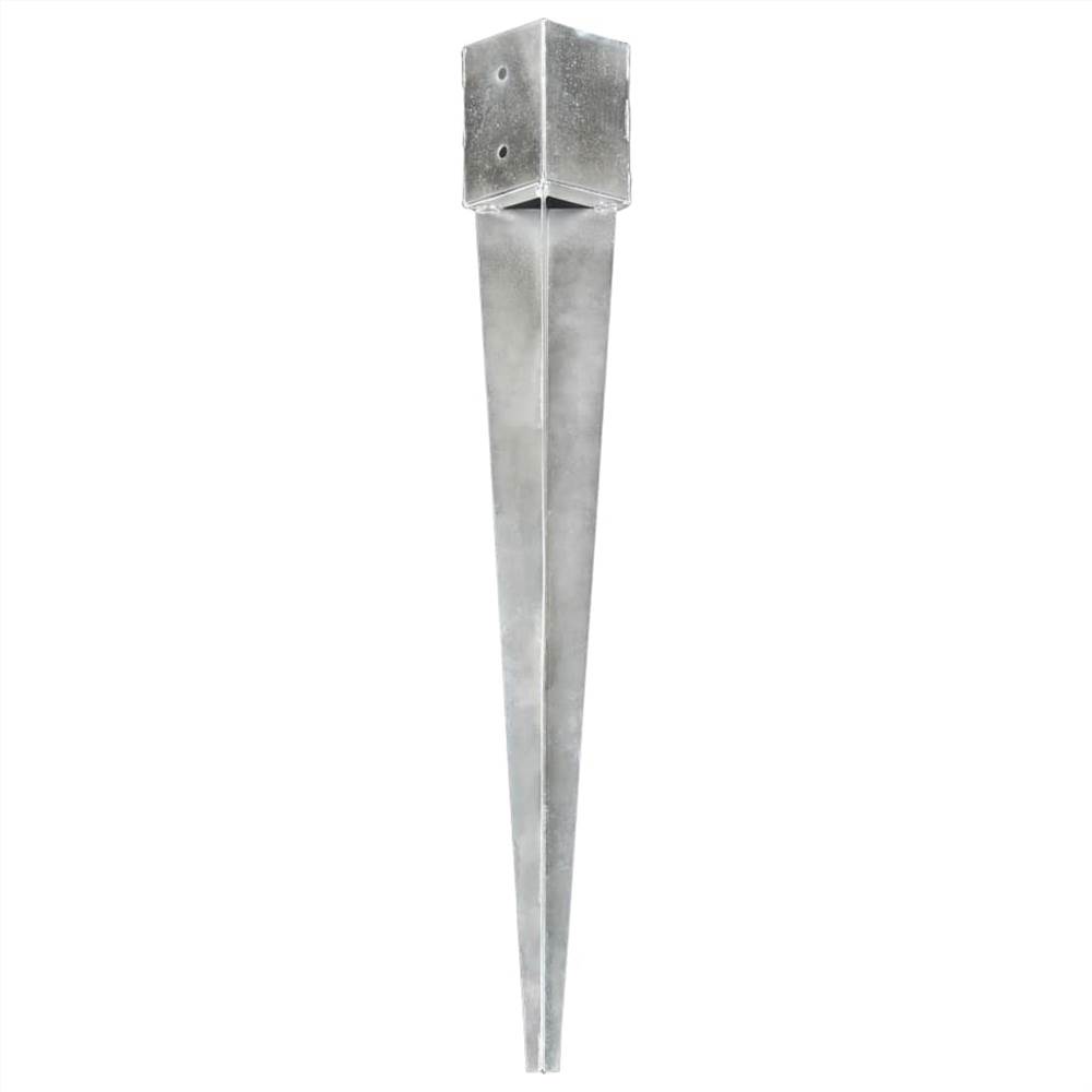 Ground Spikes 2 pcs Silver 12x12x89 cm Galvanised Steel