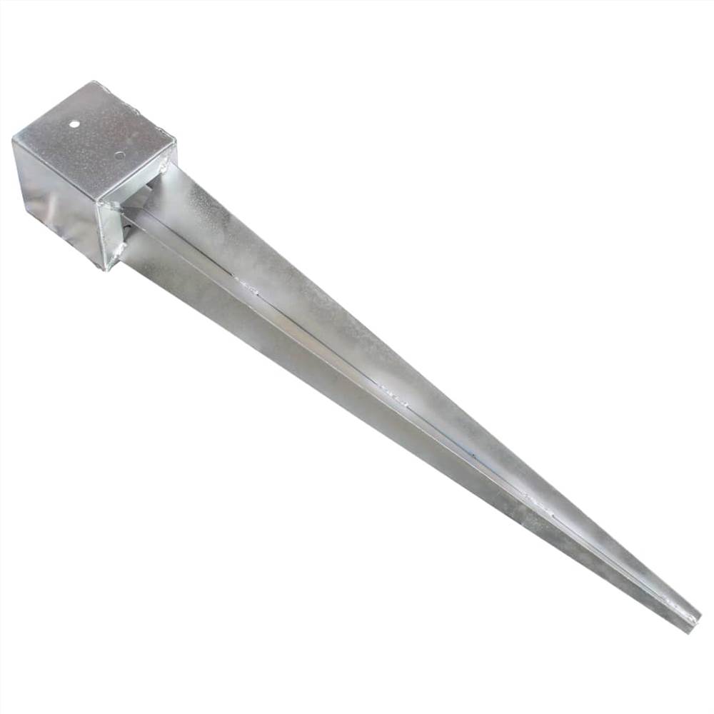 Ground Spikes 2 pcs Silver 12x12x89 cm Galvanised Steel