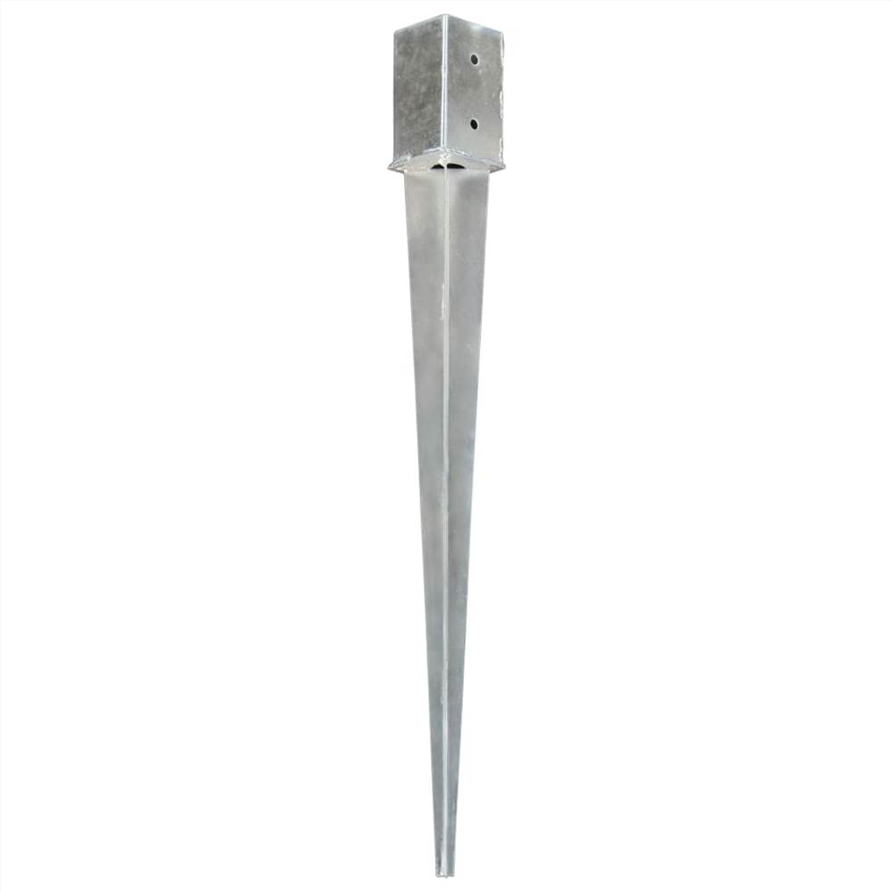 Ground Spikes 2 pcs Silver 8x8x91 cm Galvanised Steel