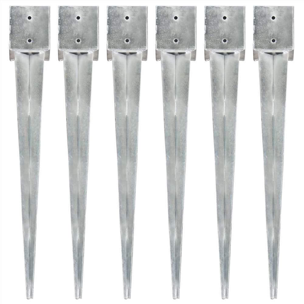 

Ground Spikes 6 pcs Silver 12x12x89 cm Galvanised Steel