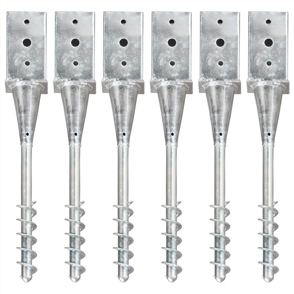 

Ground Spikes 6 pcs Silver 8x8x57 cm Galvanised Steel