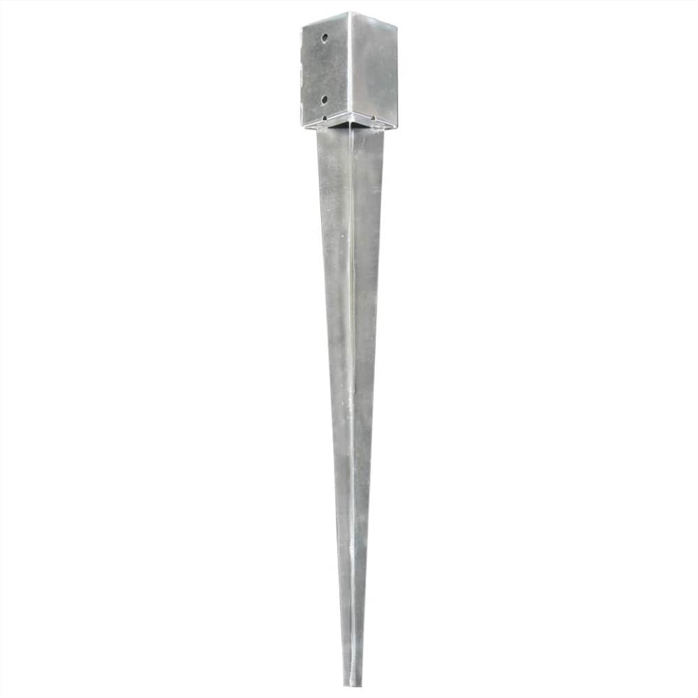 Ground Spikes 6 pcs Silver 9x9x90 cm Galvanised Steel