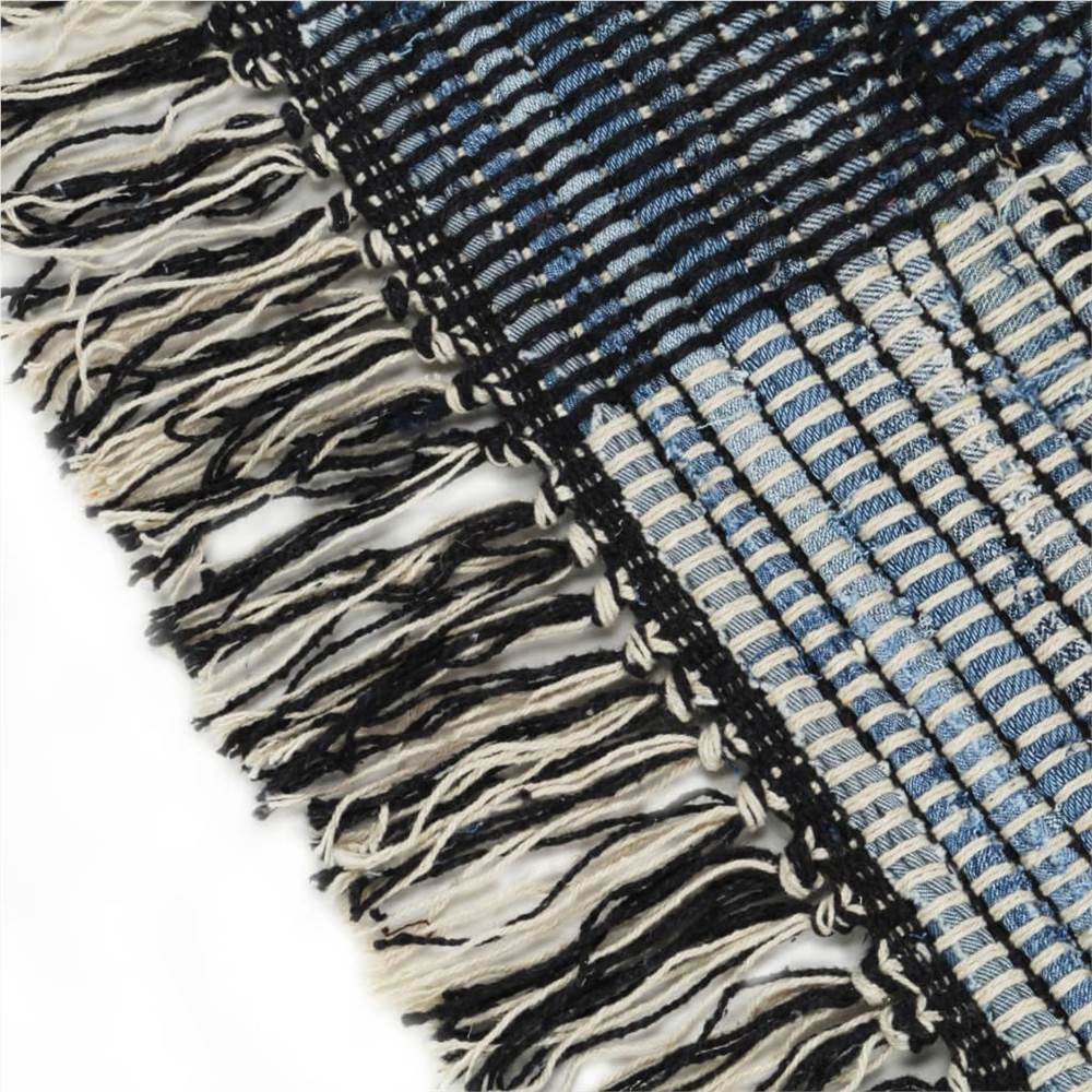 Hand-woven Chindi Rug Denim 160x230 cm Blue