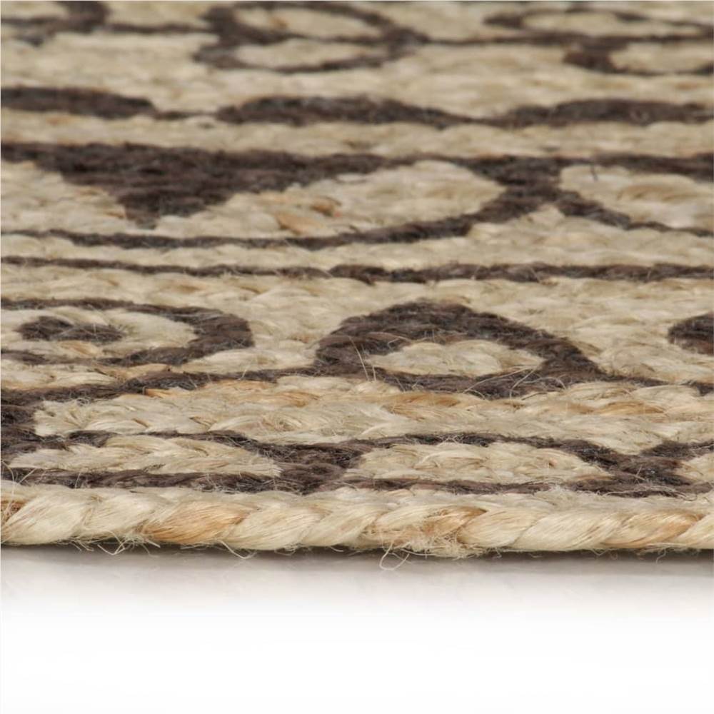 Handmade Rug Jute with Dark Brown Print 90 cm