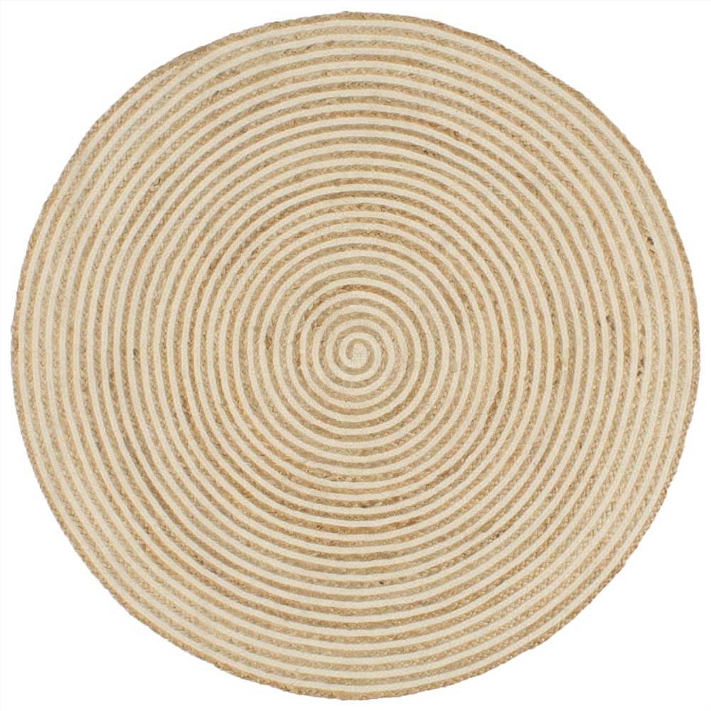 

Handmade Rug Jute with Spiral Design White 120 cm