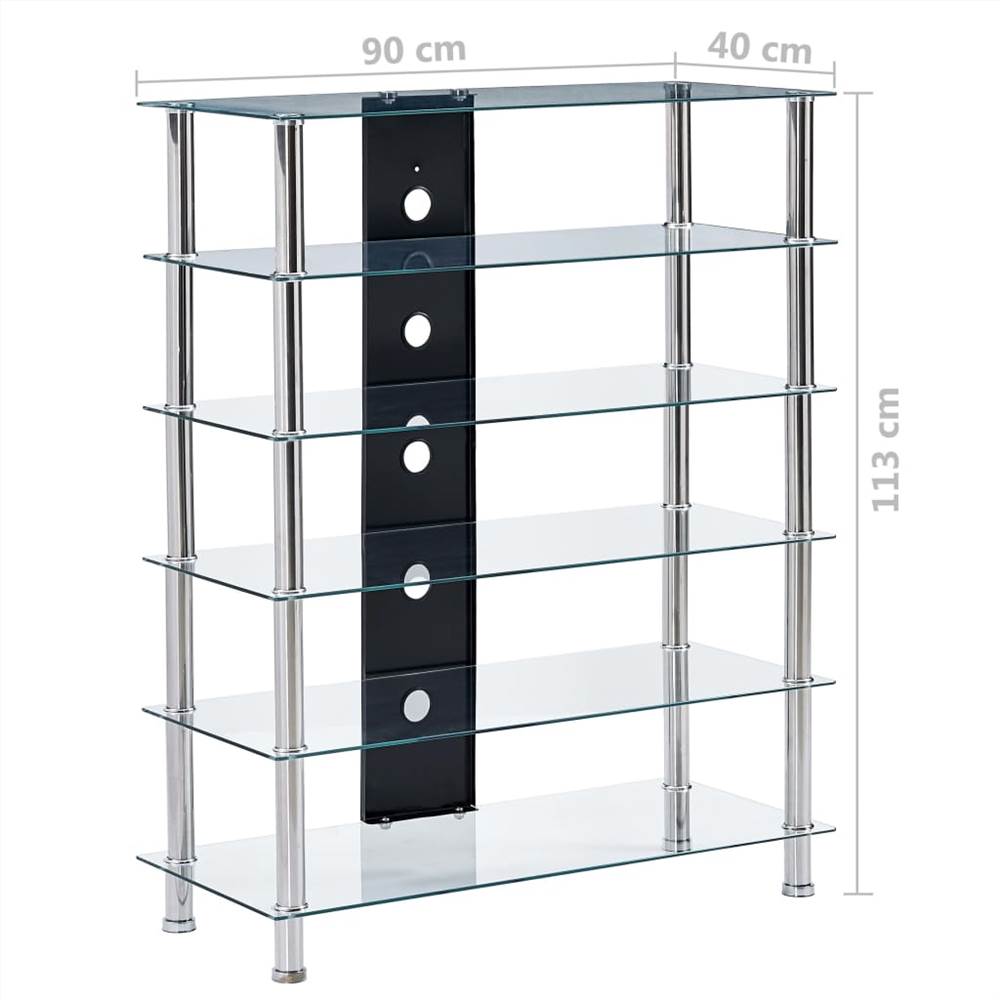 HiFi Stand Transparent 90x40x113 cm Tempered Glass