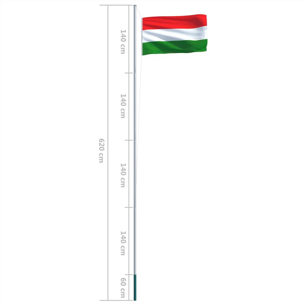 Hungary Flag and Pole Aluminium 6,2 m