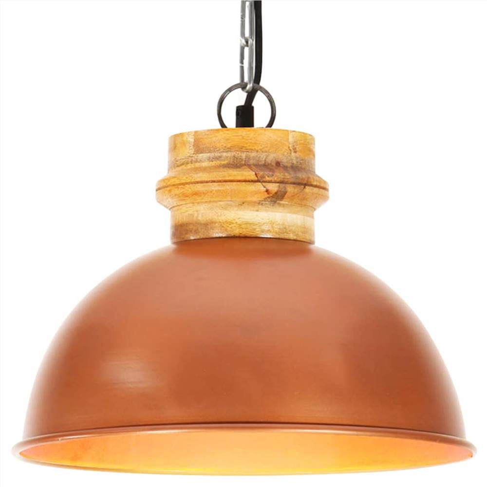 

Industrial Hanging Lamp Copper Round 32 cm E27 Solid Mango Wood