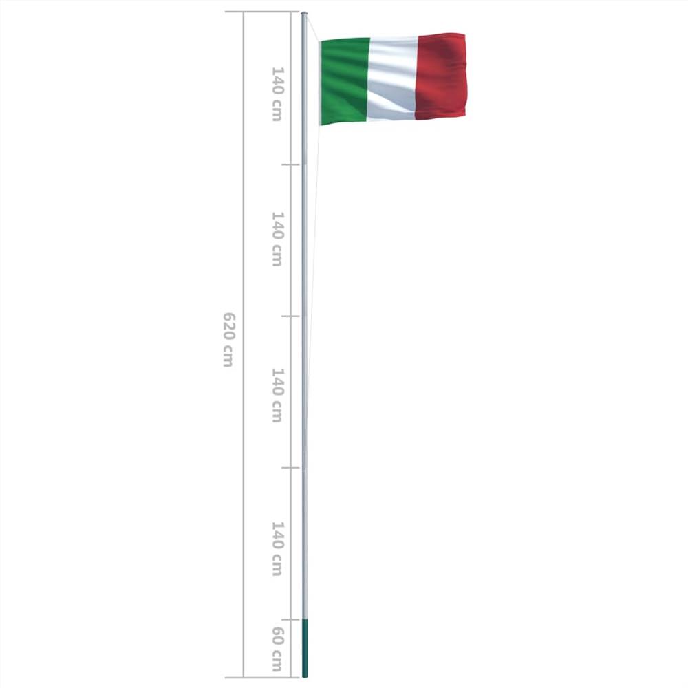 Italy Flag and Pole Aluminium 6,2 m