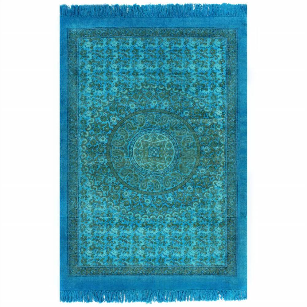 Kilim Rug Cotton 120x180 cm with Pattern Turquoise