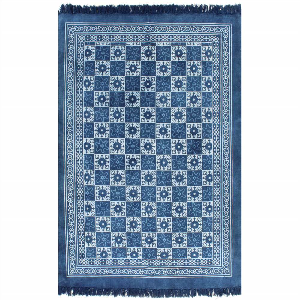 Dywan Kilim Cotton 160x230 cm ze wzorem w kolorze niebieskim