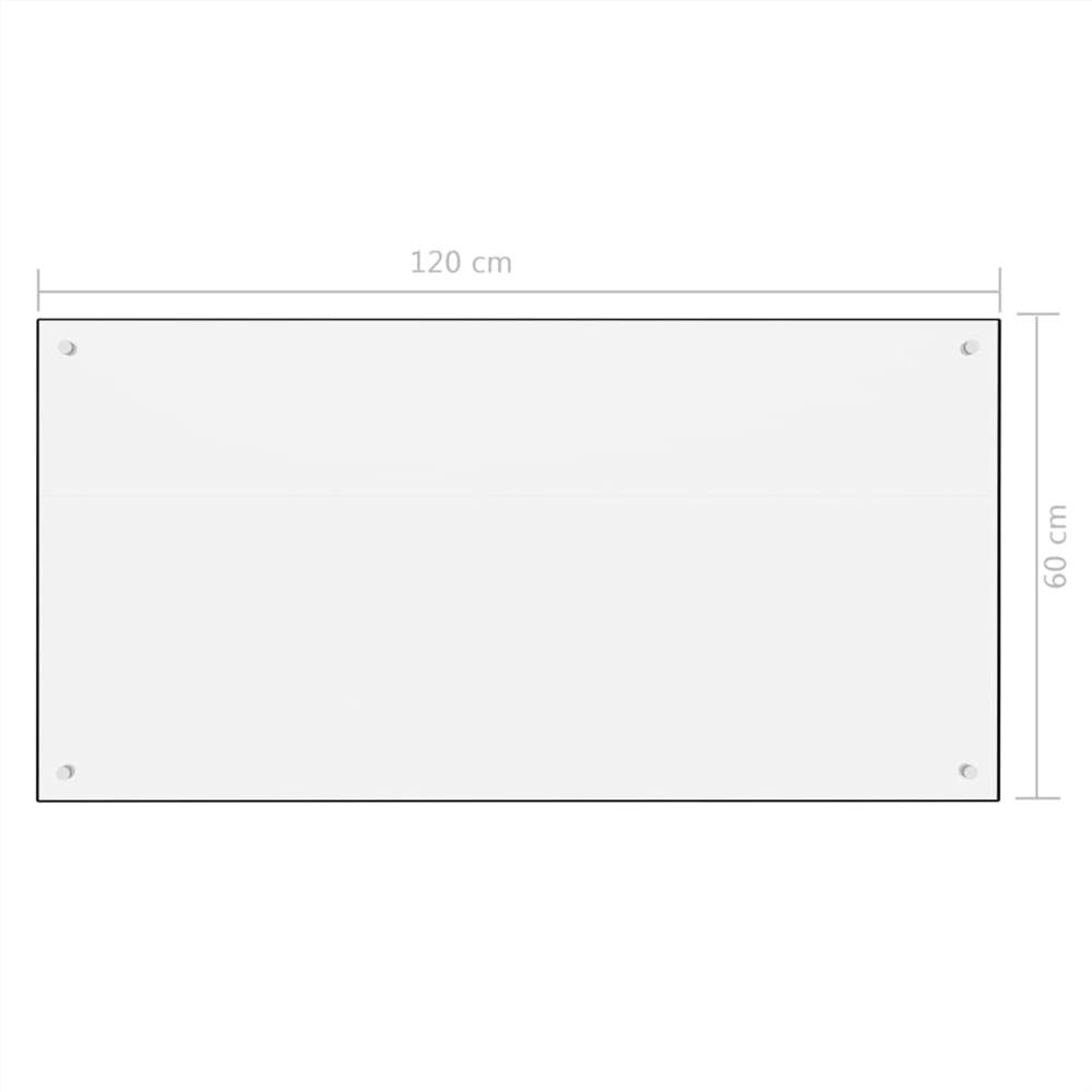 Kitchen Backsplash White 120x60 cm Tempered Glass