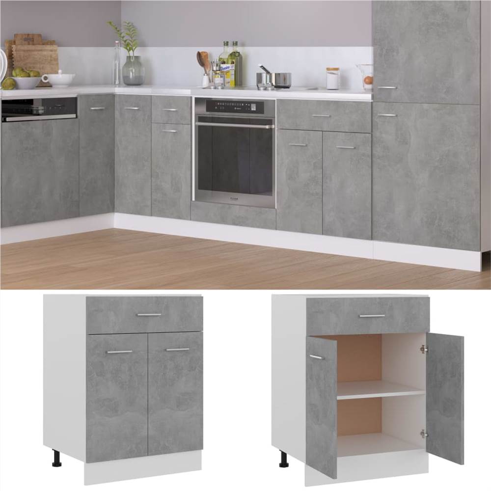 

Kitchen Cabinet Concrete Grey 60x46x81.5 cm Chipboard